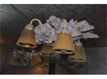 (#66) Vintage Metal Wall Sconce Light Fixture With Shades (2)