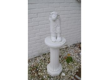Cement Monkey With Pedestal