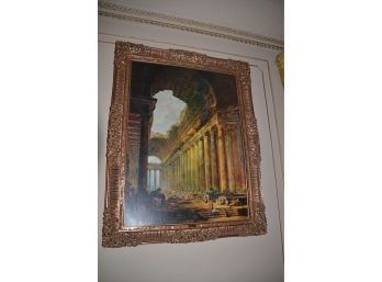 (#34) Large Turner Wall Assoc. French Gold Framed Picture Old Temple 37x48