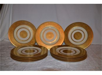 (#58) Gold Trim Plates (11) Theodore Baviland NY Made In America