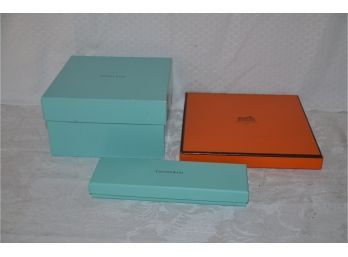 (#156) Hermes Scarf Box (1), Tiffany Boxes (2)