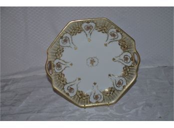 (#49) Antique Nippon Porcelain Hand Painted Heavy Gold Moriage Plate 9.5