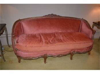 (#27) Vintage French Provincial Love-seat Down Cushion Coral Color