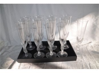 (#100) Glass Champagne Flute Glasses Bottom Frosted Angel  (9)