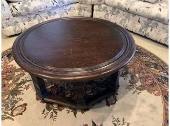 (#20) Large Round 42' Wood Coffee Table Solid Few Scratches On Top