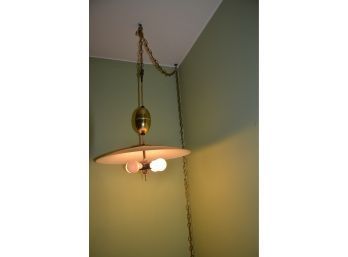 Vintage Plug In Light Fixture Adjustable Height (not Sure If Bottom Shade Missing)