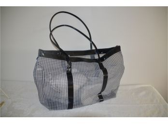 Nylon Black And White Beach Bag
