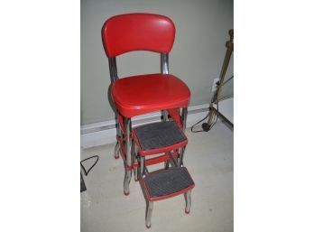 (#108) Cosco Red Step Stool Chair