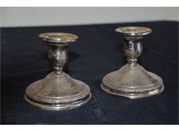 (#9) Silver Prelude Sterling Weighted In Forced N212 Candle Stick Holders