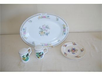 (#99) Serving Plate Liling China Oval Plate, Syracuse Round Dish, Salt And Pepper Shakers