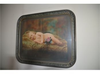 (#14) Vintage Framed Picture Of Child 22x18