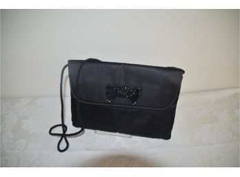 Black Satin Shoulder Clutch Evening Handbag
