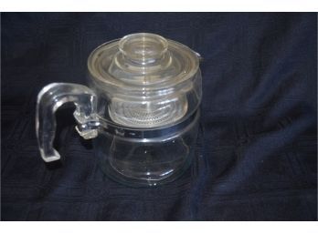(#62) Vintage MCM Pyrex Glass Coffee Pot Percolator 6 Cup Stovetop Nice
