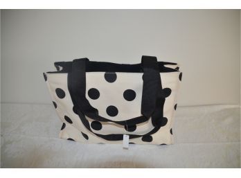 Fabric Off White Black Poke-a-dot Tote Bag Like New