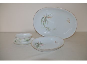 (#26) Vintage Heinrich H&C Selb Germany Bavaria Fine China Dish 3 Pc Serving Platter And Bowl