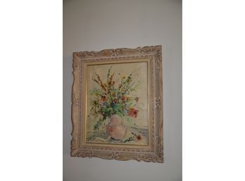 (#11) Vintage Wood Framed Floral Art 22x26.5 With Frame