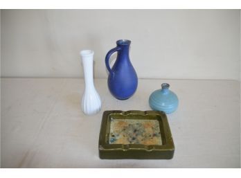 (#110) Quon Quon Japan Pottery Vase, Venezuela Vase, Ashtray, Milk Glass Vase