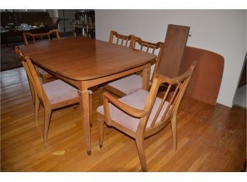 Mid Century Post Modern Dining Table And 5 Chairs With Pads