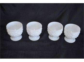 (#59) Milk Glass Footed Dessert Cups 4 Vintage