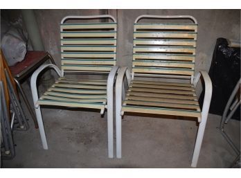 (#181) Vinyl Outdoor Stackable Chairs 2 Of Them