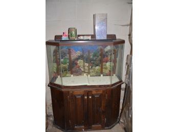 Fish Tank With Wood Storage Cabinet - See Details For Measurements