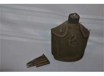 (#82) Army Canteen And Shell Casings