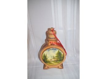 (#17) Wooden Hand Craved Canteen From Romania