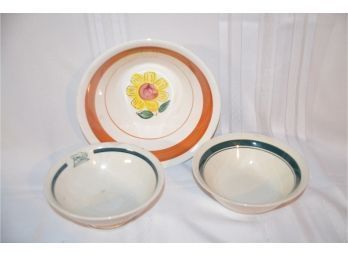 (#19) Vintage Bowls (3) Scammell's, Sunnycraft Stoneware