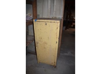 Vintage Metal Yellow Storage Cabinet 18x12x43