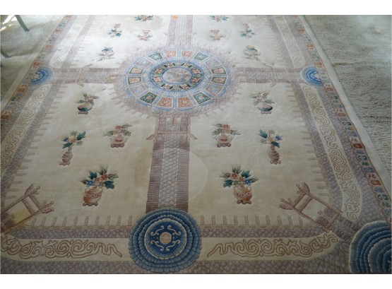 Wool Asian Area Rug 12ft X 105 (few Stains Nothing Serious)