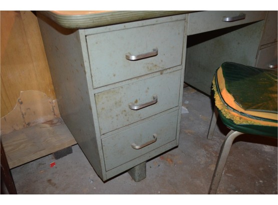 Vintage Metal Home Office Desk And Chair
