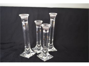 Glass Candle Stick Holders ..have A Few Chips