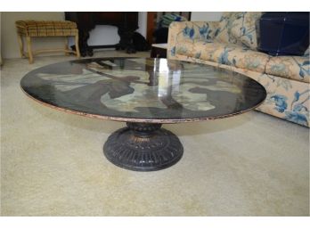 Signed Round Pedestal Coffee Table (read Deion)
