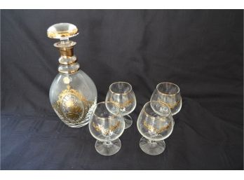 Bohemian Czechoslovaka Brandy Glass With Decanter
