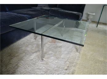 70's Glass And Chrome Base Coffee Table (no Chips)
