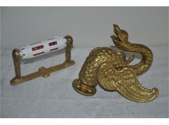 Solid Brass Or Metal Heavy Ornate Faucet And Toilet Paper Holder
