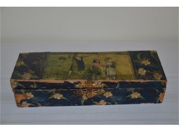 (#44) Antique Victorian Decorative Paper Mache Hinged Box (edges Lifting)