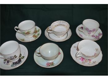(#157) Bone China Cup And Saucer Mixed Patterns (Elizabelhan, Radford, Clarence, Stanley, Lambert, Crownford)