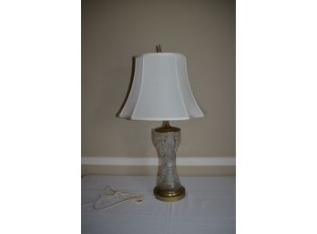 (#13) Crystal Brass Base Table Lamp Silk-o-lite Shade 36.5'H