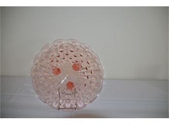 (#18) Vintage Depression Pink Glass Footed 11' Cake Plate