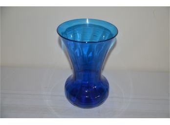 (#61) Cobalt Blue Hand Blown Glass Vase 9'H