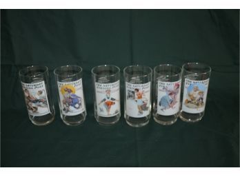 (#147) Norman Rockwell 'The Saturday Evening Post' Arby's Collectors Series Tumbler Glasses Set Of 6