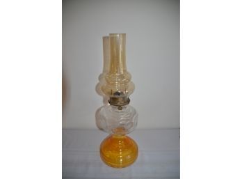 (#59) Vintage Nostalgia Yellow Gold Glass Kerosene Oil Hurricane Lantern Lamp 18'H