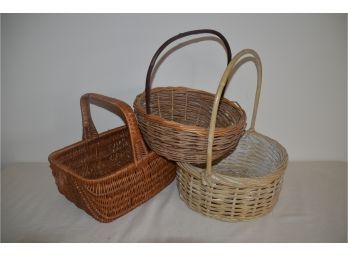(#177) Mixed Variety Of Handled Baskets Lot Of 3