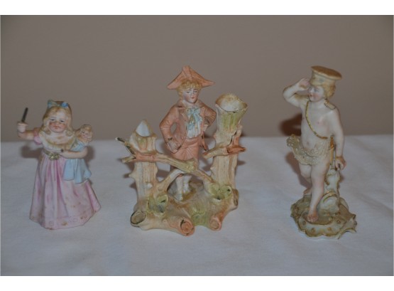 (#31) Antique Victoria Miniature Bisque Figurines (3)