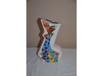 (#45) Ceramic From Spain Yaya Imports Modern Musical Note Zig Zag Vase