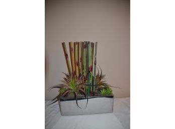 (#5) Mirror Planter With Artificial Plants