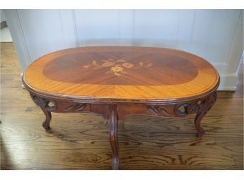 (#152) Oval Inlay Wood Coffee Table