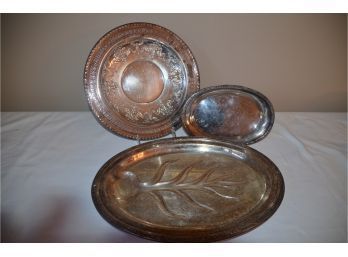 (#62) Silver-plate Serving Trays (3 Pieces)