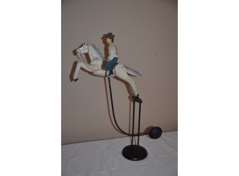 (#46) Authentic Model Metal Balance Riding Cow Boy Pendulum 19.5'H